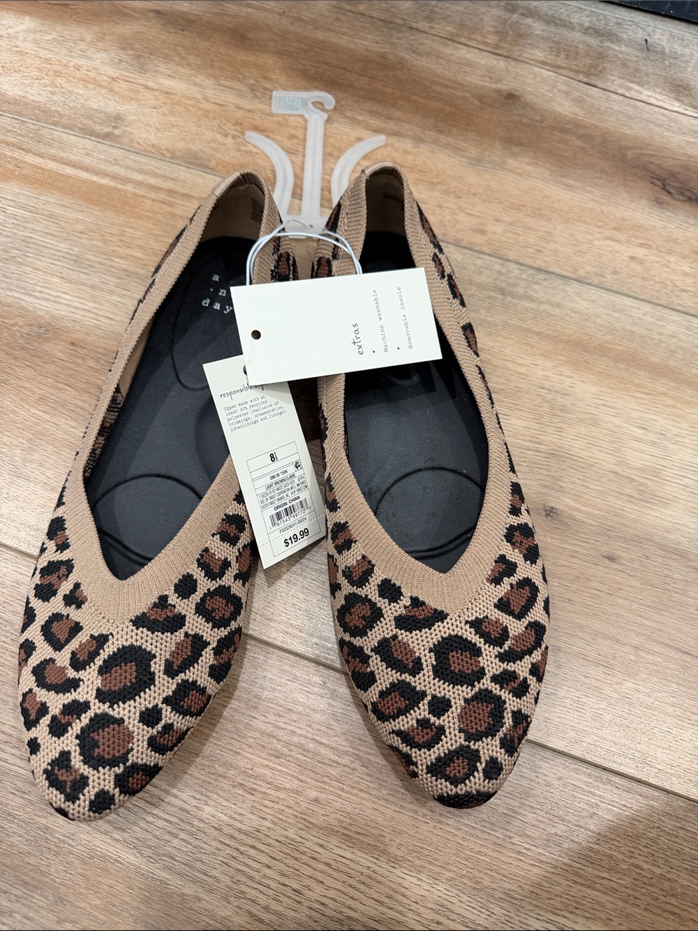 a new day Leopard Knit Ballet Flats in Tan and Black